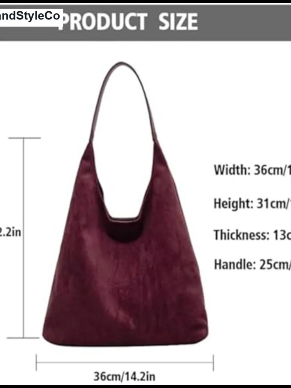 Suede Slouchy Hobo Bag Women Shoulder Tote Tablet Work